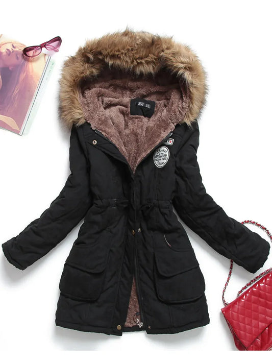 Fitaylor New Winter Women Jacket Medium-long Thicken Outwear Hooded Wadded Coat Slim Parka Cotton-padded Jacket Overcoat