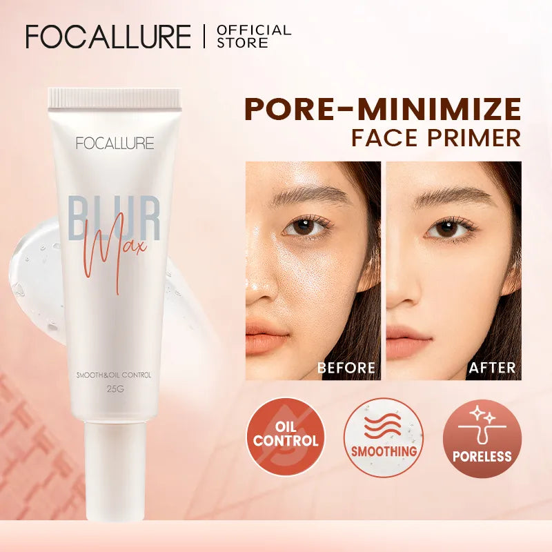 FOCALLURE Long-lasting Oil Control Face Primer Gel High Coverage Invisible Pore-Blurring Smooth Foundation Base Makeup Cosmetics