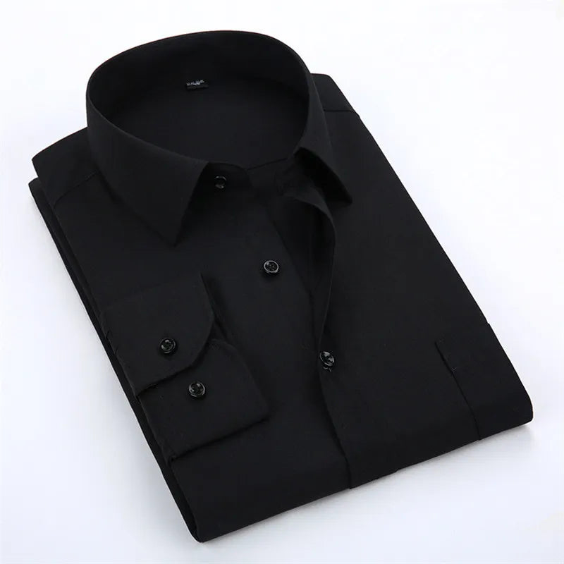 New Arrival Men Casual Shirts Men's Fashion Pure Color Slim Fit Cotton Long Sleeve Turn-down Collar Shirt