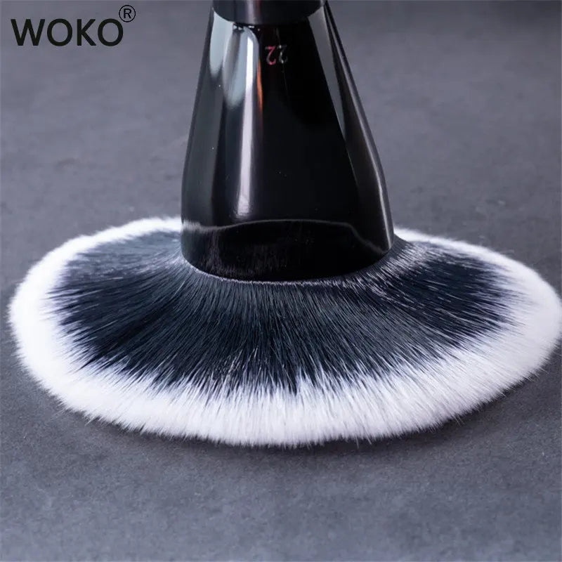 Powder Brush Blusher BLACK Vegan Pressed Powder Brush #22 - Large Round Smooth Powder Blending Makeup Brush Cosmetics Tool