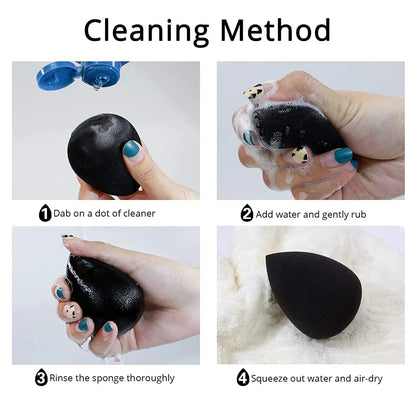 Makeup Sponge Set, 5 Pcs Black Foundation Blending Beauty Sponge, Flawless for Liquid, Cream, and Powder, Latex Free