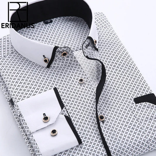 Big Size 4XL Men Dress Shirt 2023 New Arrival Long Sleeve Slim Fit Button Down Collar High Quality Printed Business Shirts MCL18