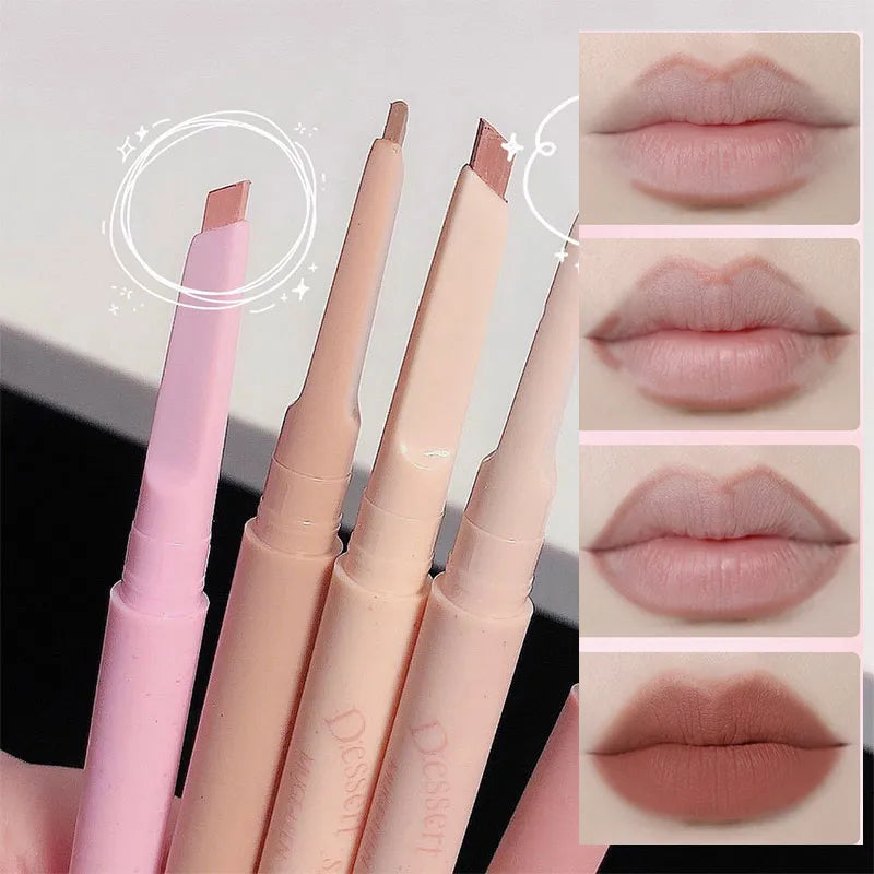 3D Matte Lip Liner Pen Waterproof Lasting Lips Contouring Pencil Velvet Milk Smooth Nude Makeup Lipstick Thin Tube Lip Tint