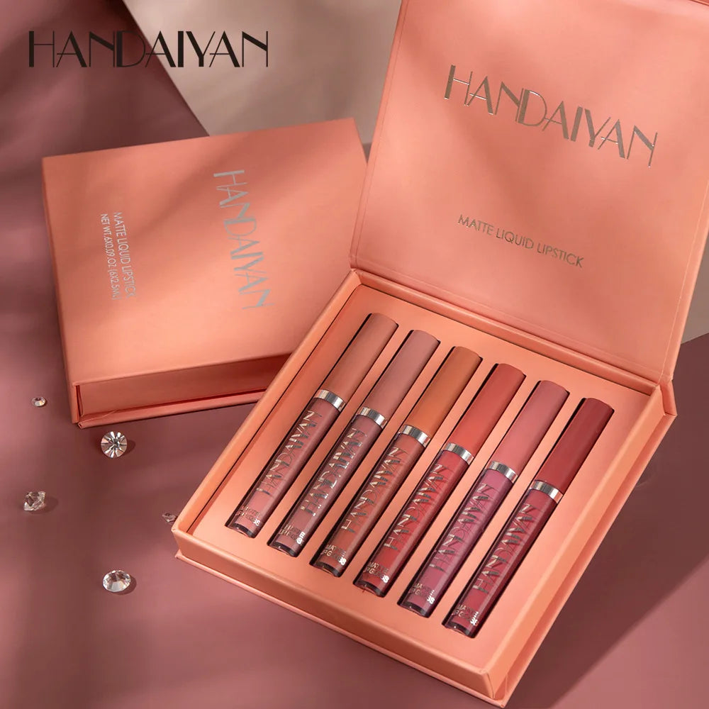 HANDAIYAN 1 PCS Liquid Lipstick Matte Sexy Long Lasting Velvet Matte Women Beauty Waterproof Makeup Cosmetic Lip Gloss Kit