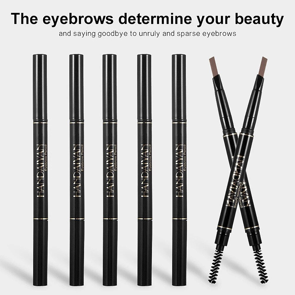 HANDAIYAN Eyebrow Pencil 2 in 1 Auto Waterproof Eye Makeup Brow Shades Brush Maquillaje Sombrancelha Long Lasting Eyebrow Pencil