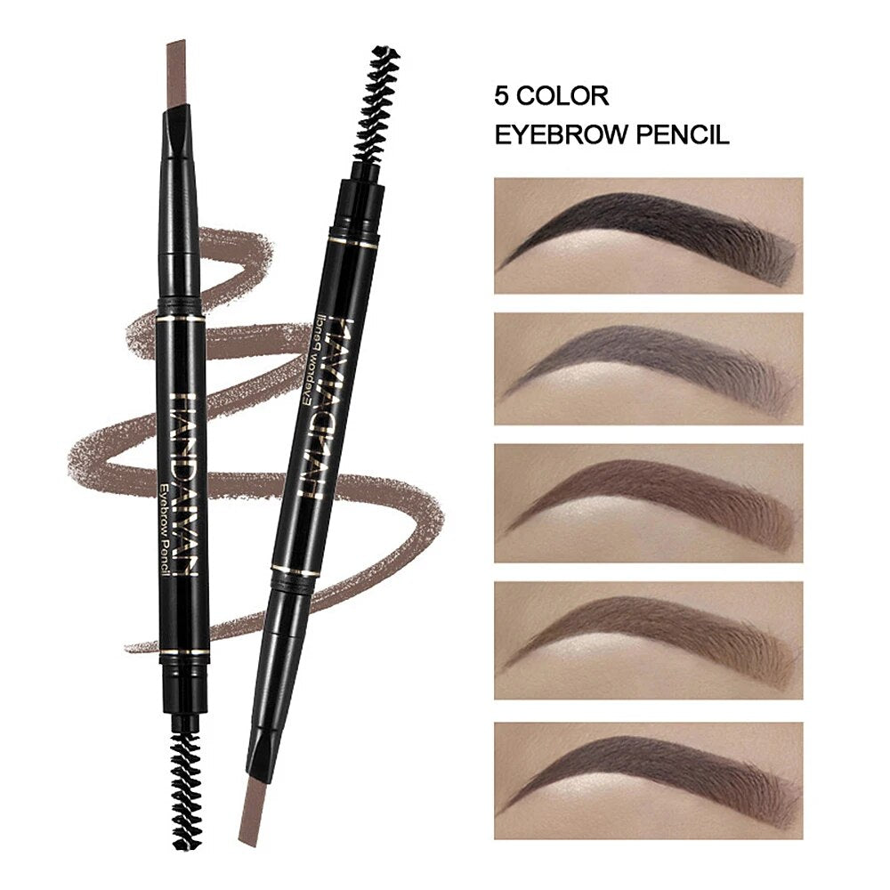 HANDAIYAN Eyebrow Pencil 2 in 1 Auto Waterproof Eye Makeup Brow Shades Brush Maquillaje Sombrancelha Long Lasting Eyebrow Pencil