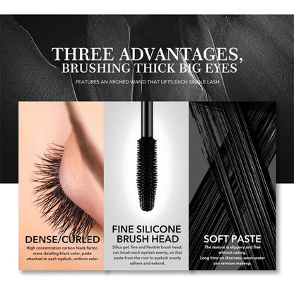 Black Mascara 4D Silk Fiber Mascara 24H Waterproof Extra Volume Smudge-proof Curling Lengthening Eyelash Extension Eye Makeup