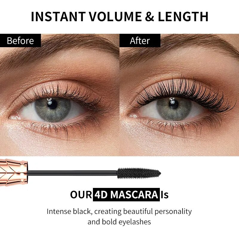 4D Crown Black Mascara Thick Curling Waterproof Mascara Eyelashes Easy To Carry Extension Eyes Makeup Tool