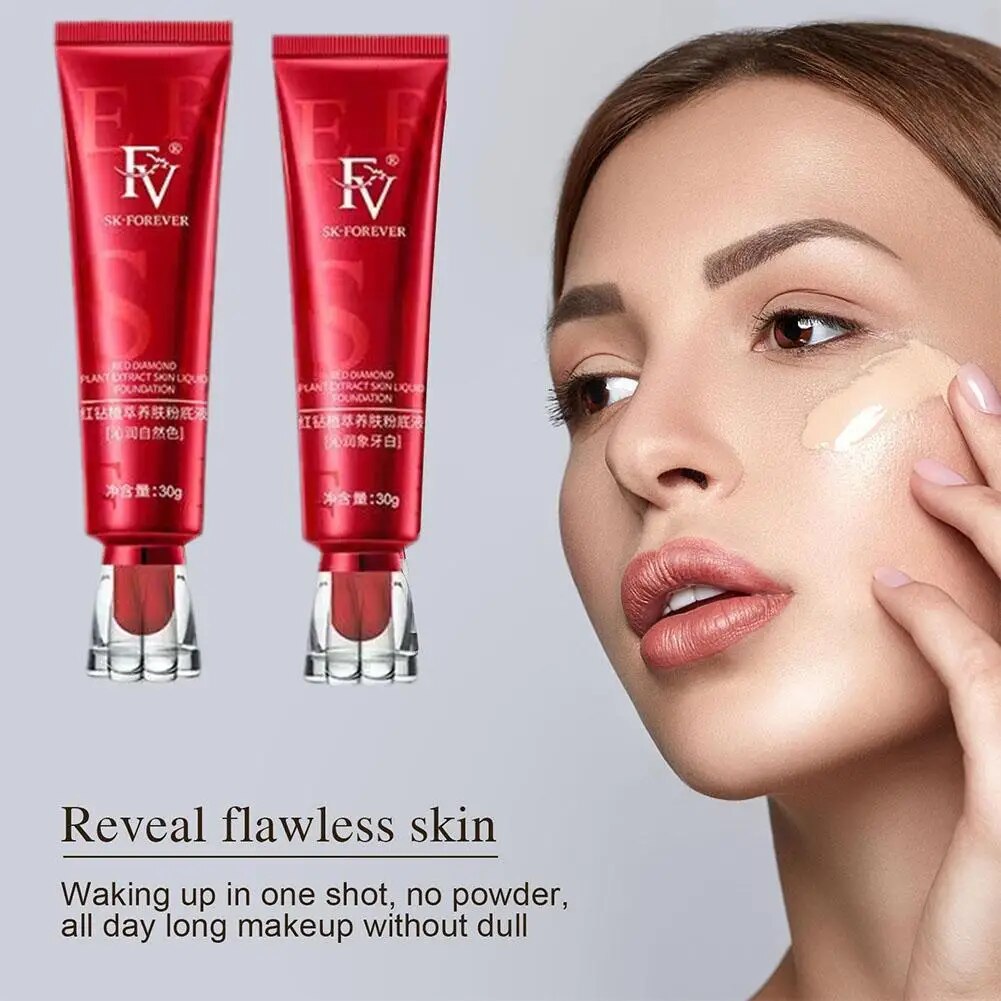 Red FV Foundation Liquid Ginseng Bird's Nest Polypeptide Concealer Skin Nourishing BB Cream Makeup Cosmetics