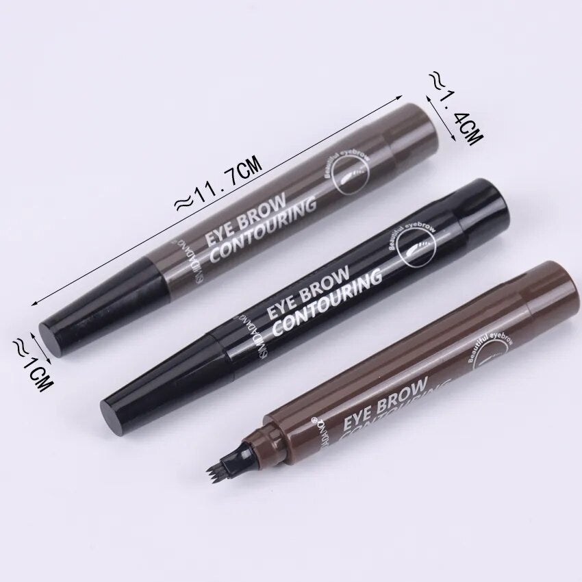 3 Colors Waterproof Eyebrow Pen Long-Lasting Natural Dark Brown Pencil  Perfectly Eyebrows 4 Fork Tip Eyebrow Pen