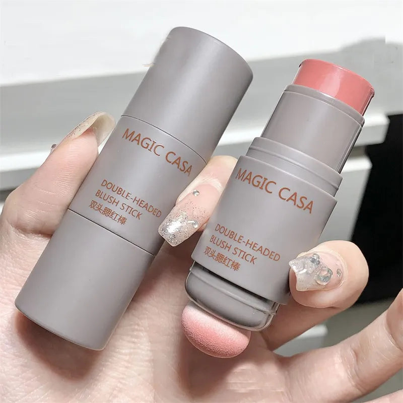 Double-ended Blush Stick Sponge Facial Blush Waterproof Brightening Face Contouring Shadow Blusher Tint Cheek Korean Cosmetics