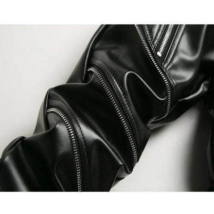New Arrived Personality Male Leather Pants Male Slim Leather Pants Men's Clothing PU Pants Male