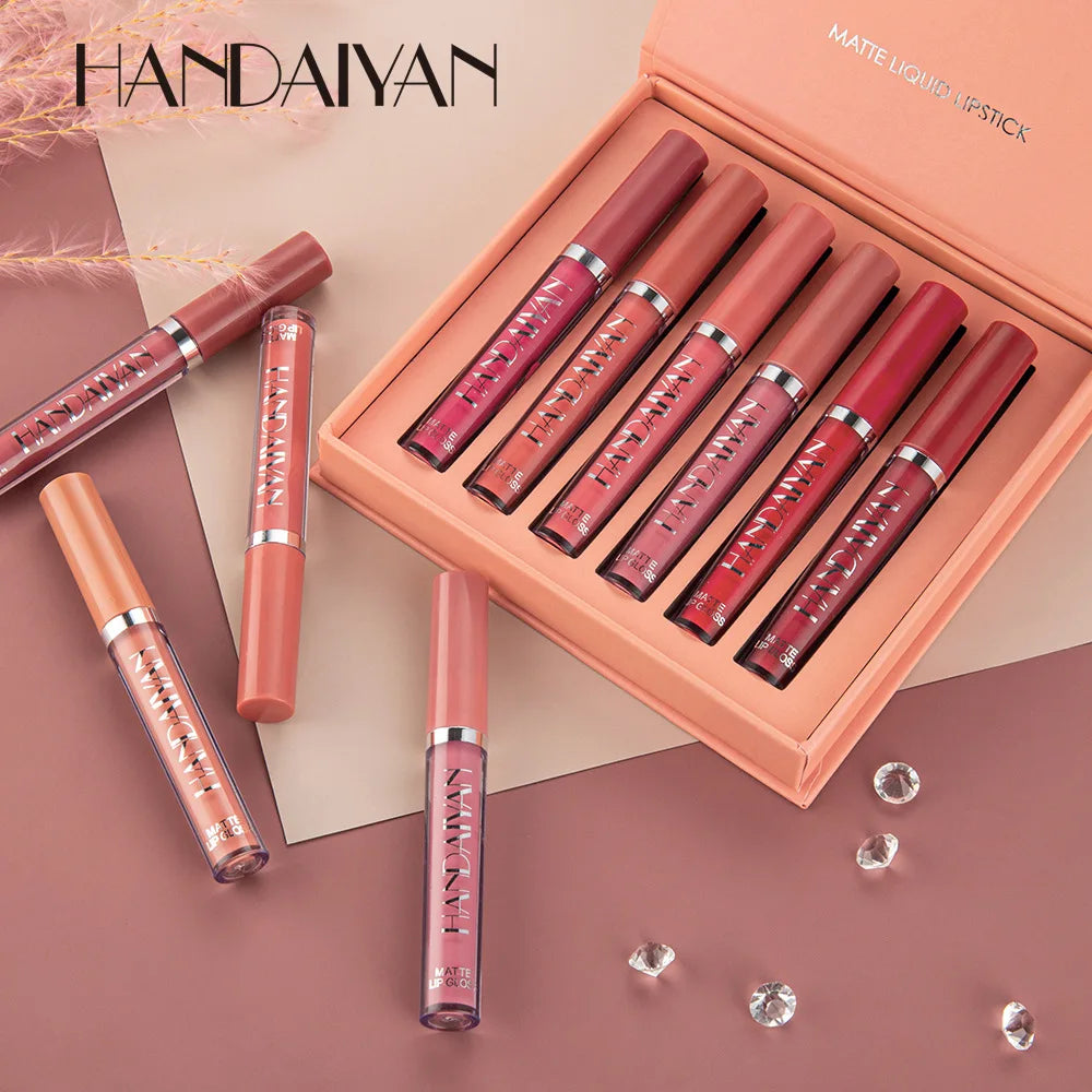 HANDAIYAN 1 PCS Liquid Lipstick Matte Sexy Long Lasting Velvet Matte Women Beauty Waterproof Makeup Cosmetic Lip Gloss Kit