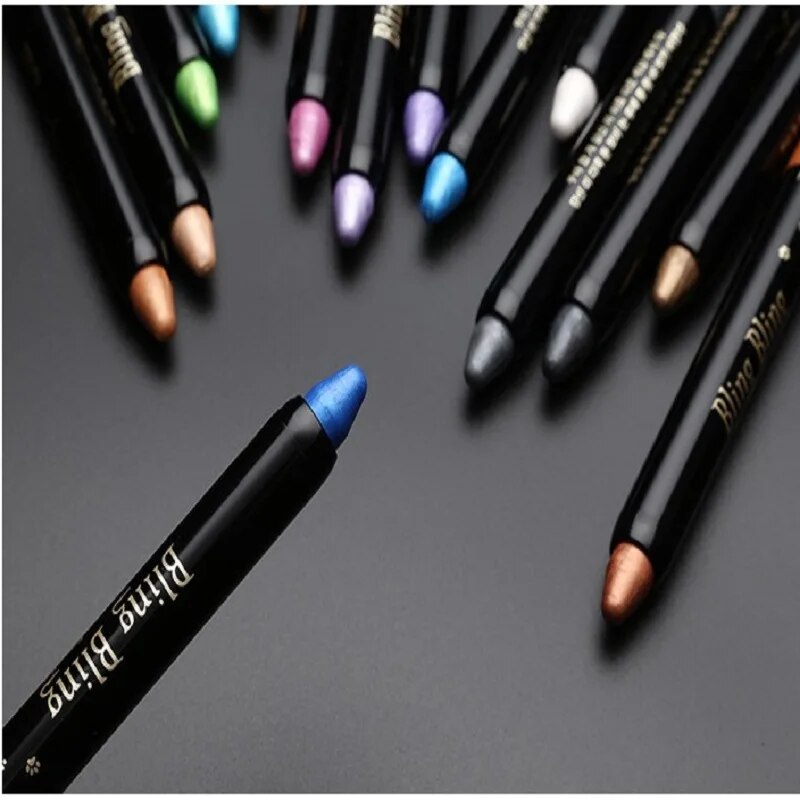 15 Color Pearlescent Eyeshadow Pencil Waterproof Long Lasting Glitter Shimmer Eye Shadow Pen Highlighter Stick Eyes Makeup Tools