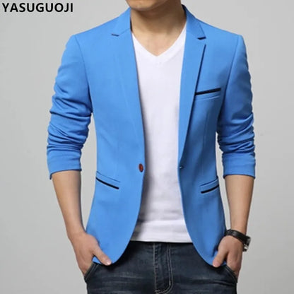 YASUGUOI New 2022 Fashion Slim Fit Single Breasted Solid Color Blazer Men Casual Men's 5XL Clothing Englad Style Suit Jacket Men