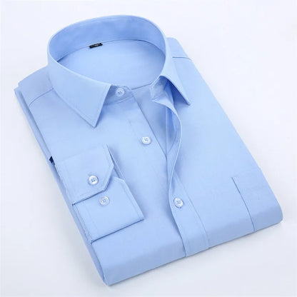 New Arrival Men Casual Shirts Men's Fashion Pure Color Slim Fit Cotton Long Sleeve Turn-down Collar Shirt