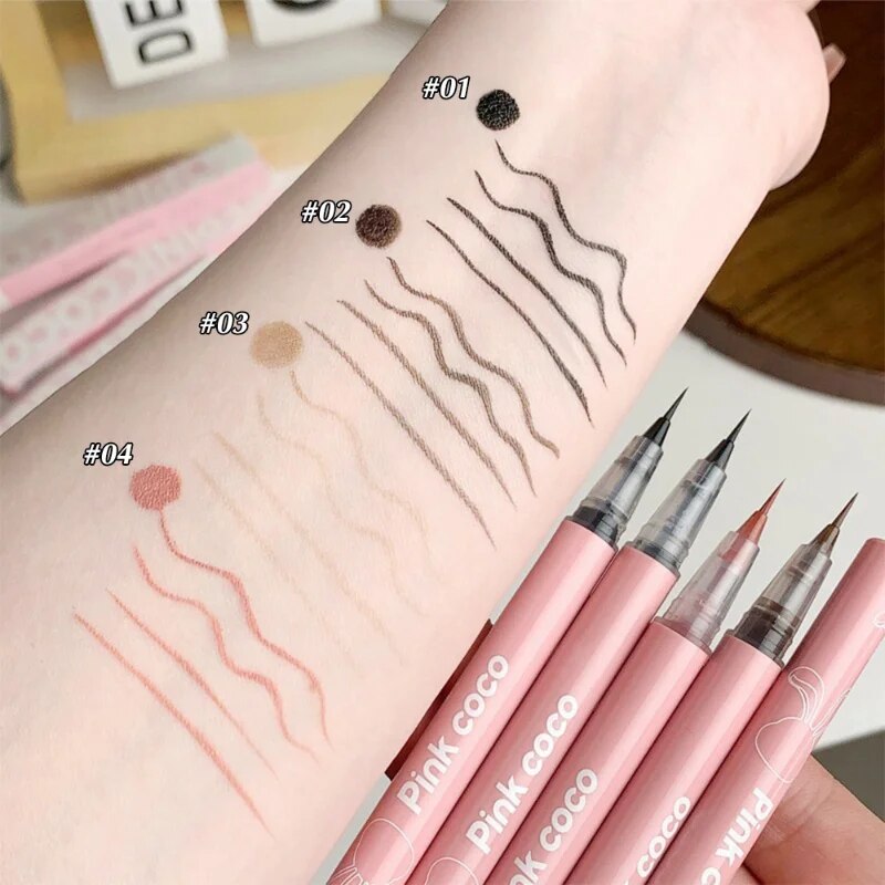 Non Smudging Liquid Eyeliner Waterproof Lasting Ultra Thin Silky Lying Silkworm Pen Matte Black Brown Pink Eye Liner Eyes Makeup