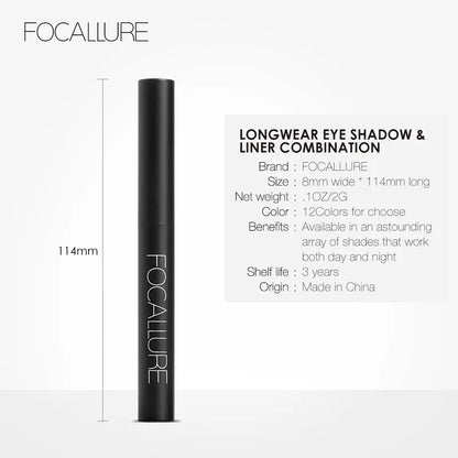 FOCALLUR 24 Colors Eyeshadow Stick Waterproof Eye Shadow Pen Eyes Highlighter Cream Pencil For Women Beauty Makeup Cosmetics