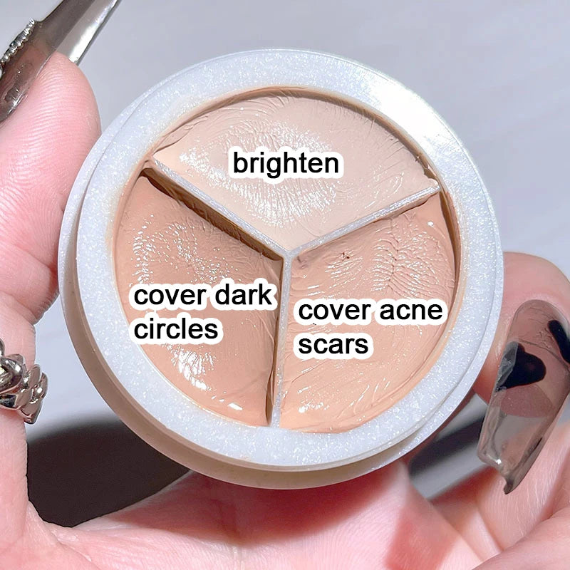 3-Color Waterproof Concealer Palette Lasting Moisturize Cover Dark Circles Acne Face Contouring Brightening Concealer Makeup