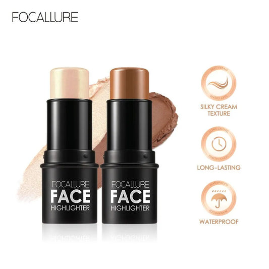 FOCALLURE 19 Colors Highlighter Contouring Stick Highlighting Powder Creamy Texture Shimmer Light Face Blusher Makeup Cosmetics