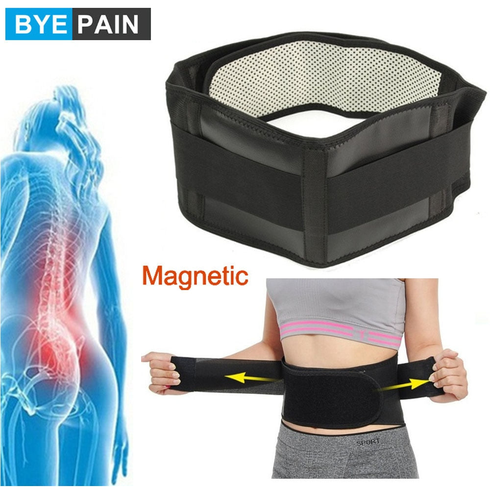 BYEPAIN Tourmaline Self-heating Magnetic Therapy Waist Support Belt Lumbar Back Waist Support Brace Double Banded Adjustable