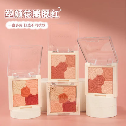 Color Flower Blush Palette Mineral Powder Red Rouge Natural Long Lasting Nude Matte Face Blush Pigmented Cheek Blusher Cosmetic