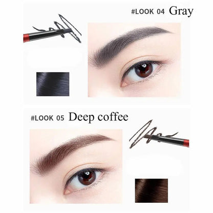 6 Color Rotatable Double Head Waterproof Cosmetic Eyebrow Pencil Makeup Tool Tattoo Pen