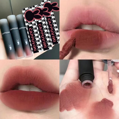 Cappuvini Waterproof Sweatproof Lip Gloss Matte Easy To Color Lasting Moisturizing Non Stick Cup Lip Mud Lipstick Makeup