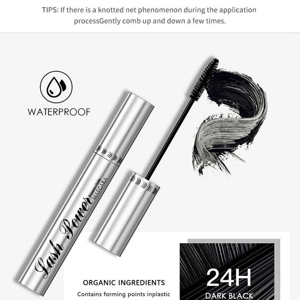 Black Mascara 4D Silk Fiber Mascara 24H Waterproof Extra Volume Smudge-proof Curling Lengthening Eyelash Extension Eye Makeup