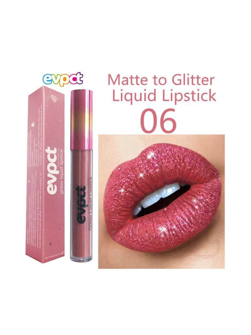 Diamond Glitter Lip Gloss Matte-changing Waterproof Lasting Shimmer Shiny Illusion Natural Liquid Lipstick Lips Makeup Cosmetic