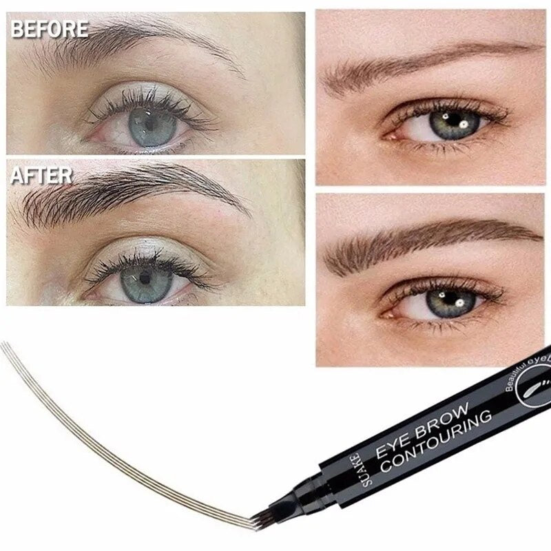 SUAKE Simulation Four Prongs Eyebrow Pencil Waterproof Eyebrow Pen Colorfast Liquid Eyebrow Pencil Like Real Eyebrow