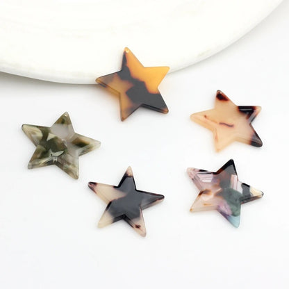 10pcs/lot 24mm Acetic Acid Resin Charms Flat Smooth Stars Charms Pendants For DIY Earrings Jewelry Making Finding Accessories