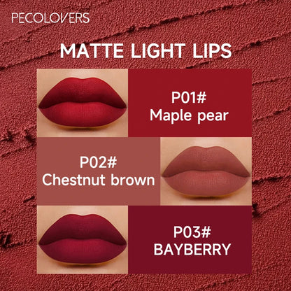 Lip Gloss Women Makeup Matte Velvet Lipstick Moisturizer Red Lip Tint Waterproof Light Long-Lasting Cosmetic