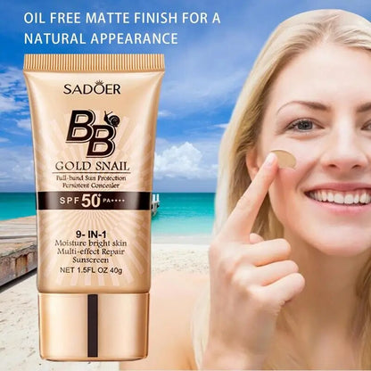 Gold Snail Sunscreen BB Cream Makeup Foundation SPF 50 Sun Block Long Lasting Waterproof Face Whitening Foundation BB Cream