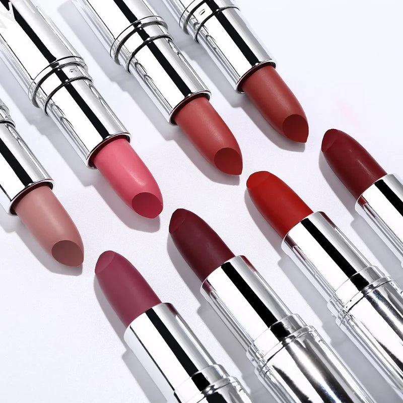 8 Colors Matte Lipstick Waterproof Long Lasting Velvet Sexy Non Sticky Cup Moisturizing Red Lipstick Women Lips Makeup Cosmetic