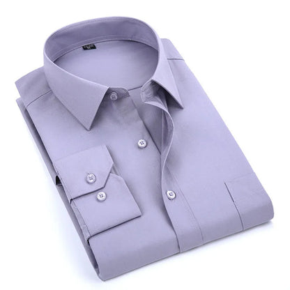 New Arrival Men Casual Shirts Men's Fashion Pure Color Slim Fit Cotton Long Sleeve Turn-down Collar Shirt