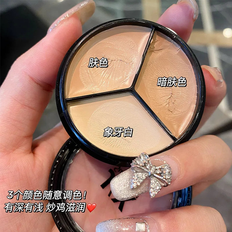 3-color Concealer Palette Moisturizing Cover Dark Circles and Acne Marks Natural Makeup Contouring Cream Shadow Cosmetics