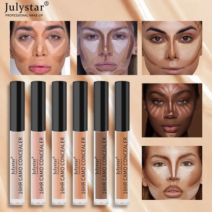 Julystar 6 Color Concealer Waterproof Portable Concealer Speckle Tattoo Cover Up Skin Liquid Foundation 16 Hr Lasting Cosmetics