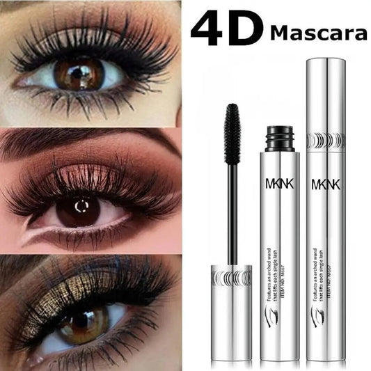 Black Mascara 4D Silk Fiber Mascara 24H Waterproof Extra Volume Smudge-proof Curling Lengthening Eyelash Extension Eye Makeup