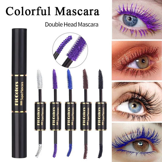 5 Color Dual Head Mascara Waterproof Fast Dry Eyelashes Curls Extension Make-Up Eyelashes Blue Purple Black White Ink Mascara