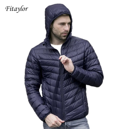 New autumn winter ultra thin duck down men jacket  XXXL hooded jacket for men fashion mens Outerwear coat