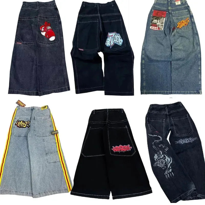 JNCO Hip Hop baggy jeans Harajuku Y2K Embroidered high quality high waisted jeans biggest trashy ropa aesthetic wide leg jeans