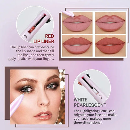 4 in1 Makeup Pen Touch up Eyebrow Eyeline Waterproof Sweatproof Long Lasting Drawing Pencil Easy Color Makeup Cosmetic Tool