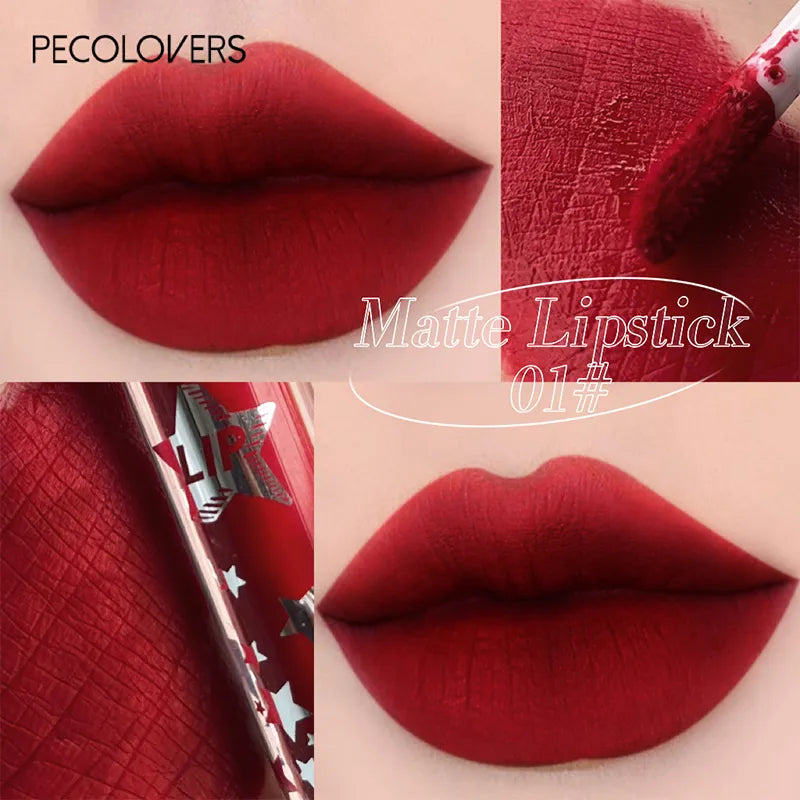 Lip Gloss Women Makeup Matte Velvet Lipstick Moisturizer Red Lip Tint Waterproof Light Long-Lasting Cosmetic