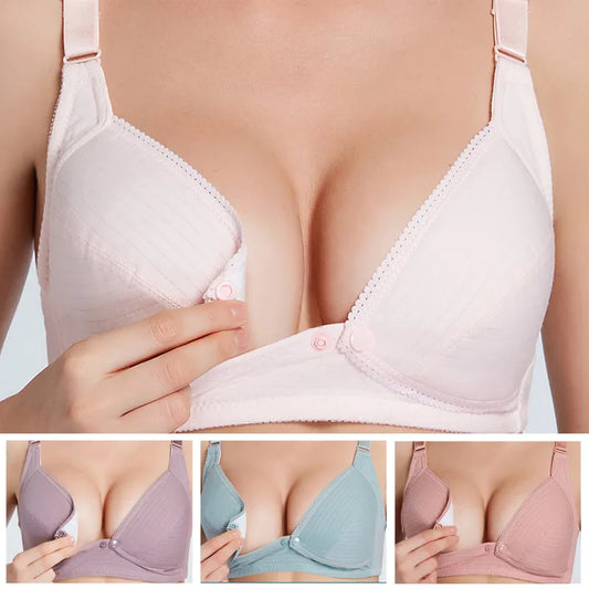 Soft Wire Free Nursing Bra 100% Cotton Breastfeeding Maternity Suckling Button Brassiere for Pregnant Women Underwear Clothing