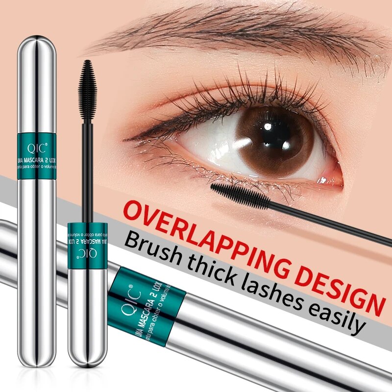 QIC 4D Silk Fiber Lash Mascara 2 in 1 Thrive Mascara Makeup Waterproof Lengthening Thickening Mascara VIBELY 4D Mascara