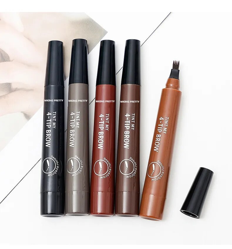 VIP Link 5 Colors Eyebrow Tattoo Pen Waterproof 4 Points Eyebrow Pen Long Lasting Liquid Brow Pencil Natural  Eyebrow Pencil