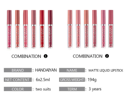 HANDAIYAN 1 PCS Liquid Lipstick Matte Sexy Long Lasting Velvet Matte Women Beauty Waterproof Makeup Cosmetic Lip Gloss Kit