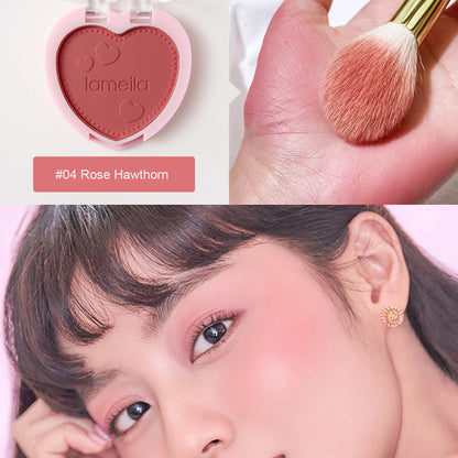 Love Heart Shape Blush Palette Powder Red Rouge Lasting Natural Cream Cheek Tint Orange Peach Pink Blush Women Face Cosmetics