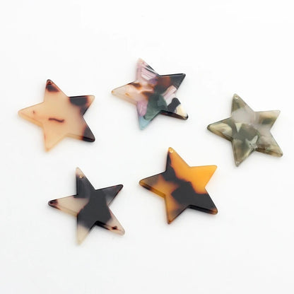 10pcs/lot 24mm Acetic Acid Resin Charms Flat Smooth Stars Charms Pendants For DIY Earrings Jewelry Making Finding Accessories